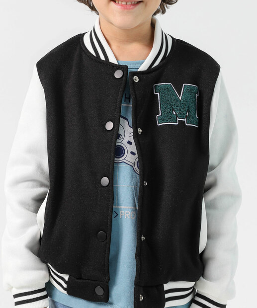 Jaqueta Infantil Bomber Moletom Marisa Tam 4 a 10 Preto