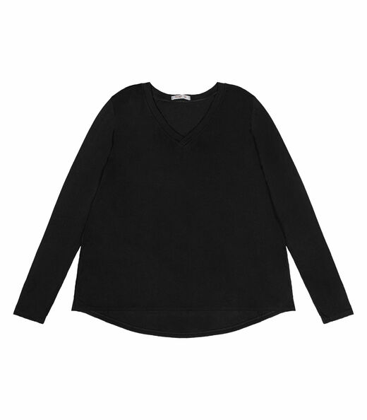 Blusa Manga Longa Visco Tricot Secret Glam Preto