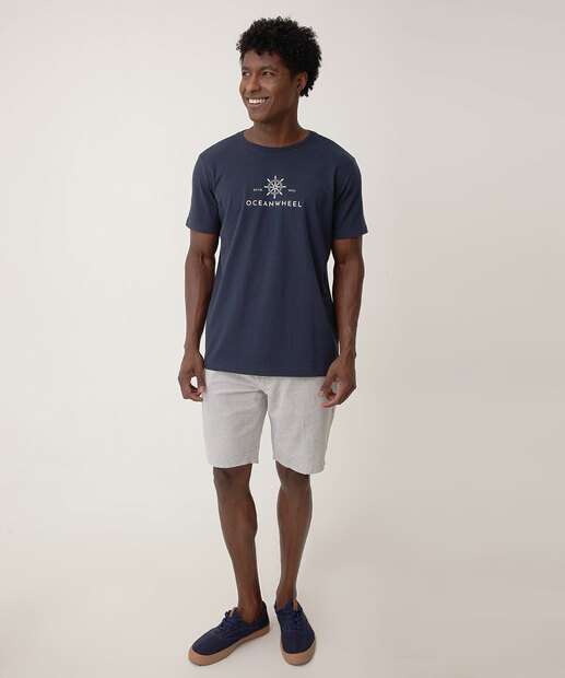 Camiseta Masculina Estampa Frontal Marisa Azul