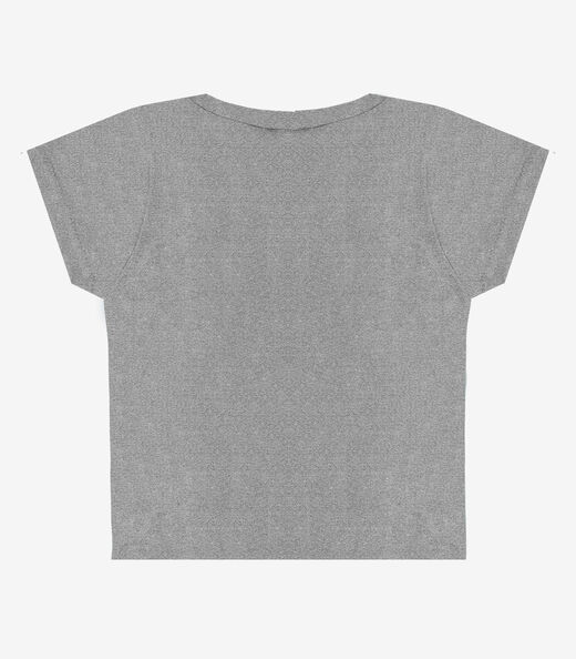 Blusa Básica Infantil Manga Curta Lisa Soletex Cinza