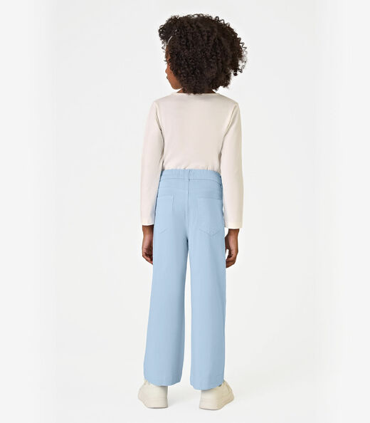 Calça Infantil Feminina Wide Leg Sarja Trick Nick Azul