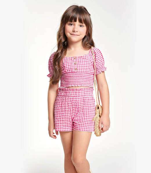 Conjunto Feminino Blusa com Shorts Trick Nick Rosa