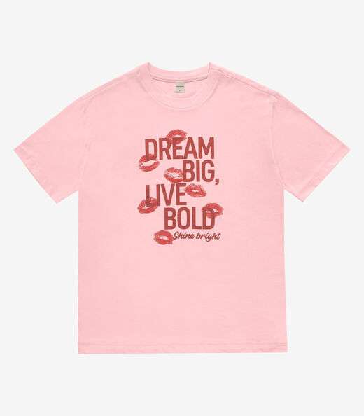 T- Shirt Overzised Meia Malha Feminina Rovitex Rosa