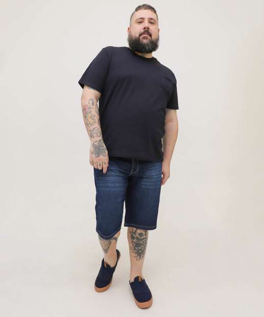 Bermuda Plus Size Masculina Jeans Bolsos