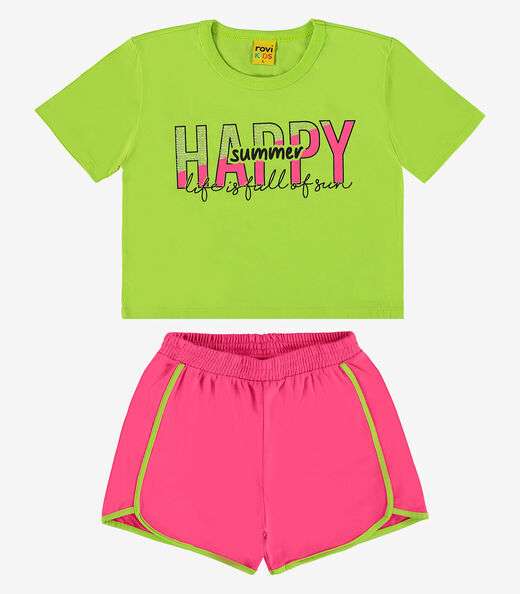 Conjunto Infantil Blusa Com Shorts Rovi Kids Verde
