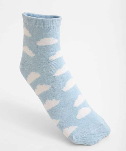 Meia Cano Longo Feminina Estampa Nuvem Marisa Azul