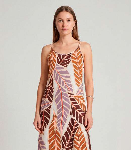 Vestido Midi Com Alças Finas Infinita Cor Rosa