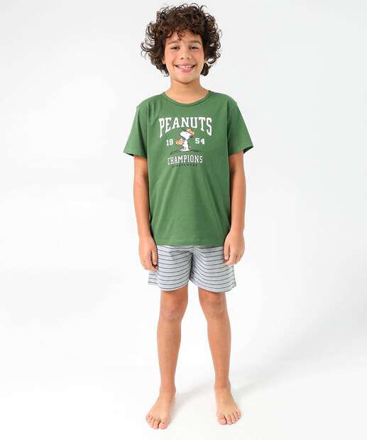 Image_Pijama Infantil Estampa snoopy Listrado Tam 4 a 12 Verde