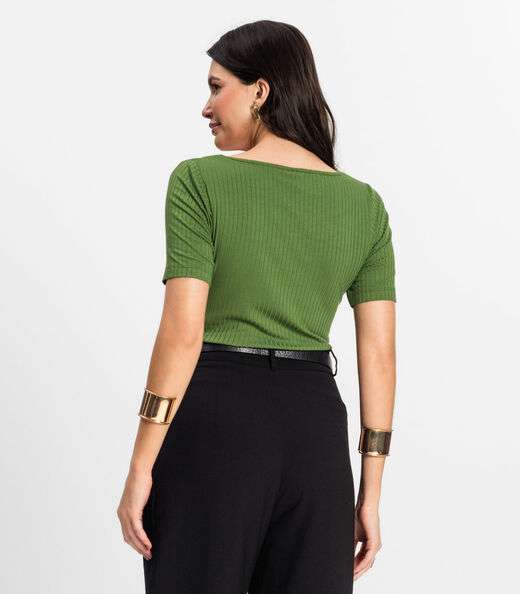 Blusa em Ribana Canelada Rovitex Verde