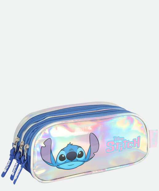 Estojo Escolar Infantil Stitch Disney Prata