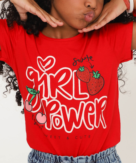 Blusa Infantil Estampa Morango Marisa Tam 4 a 10 Vermelho