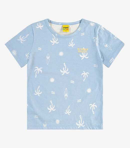 Camiseta Infantil Meia Malha Rovi Kids Azul