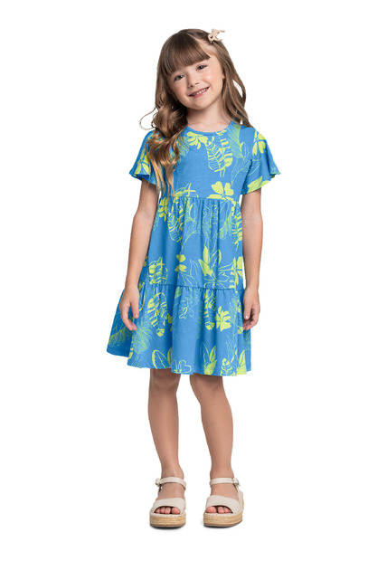 Vestido Infantil Floral em Cotton Bee Loop