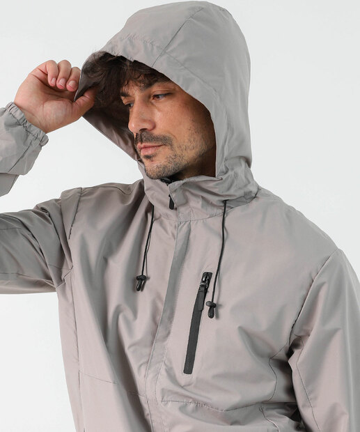 Jaqueta Masculino Fitness Corta Vento Capuz MR Cinza