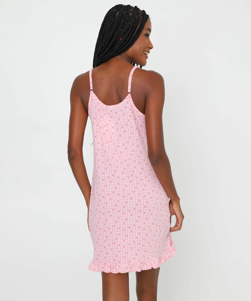 Camisola Quadriculada Alças Finas Marisa Rosa