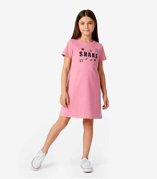 Vestido Feminino Infantil em Molecotton Select Rosa