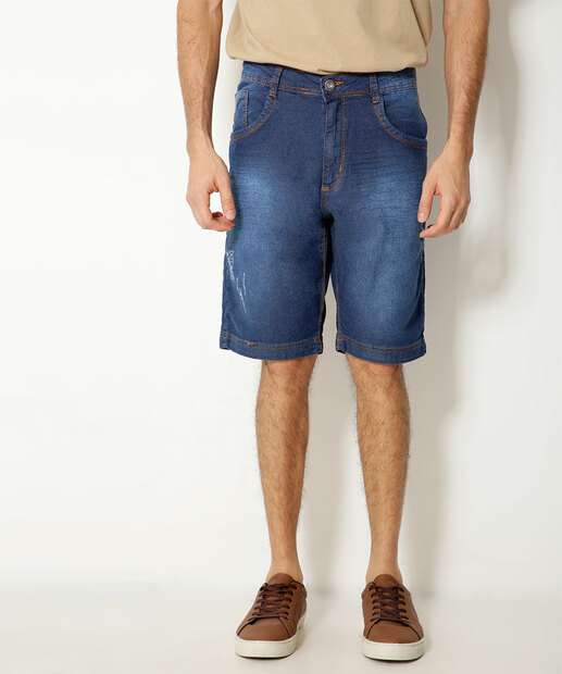Bermuda Masculina Jeans Destroyed Bolsos  