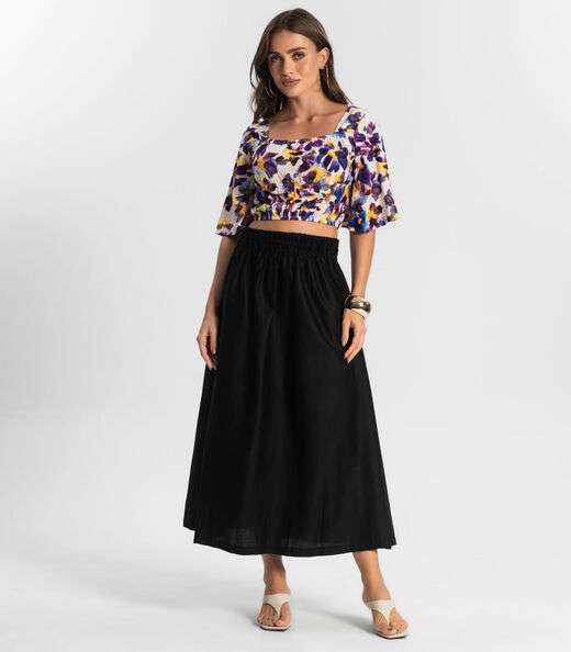 Blusa Cropped Feminina Estampada Endless Roxo