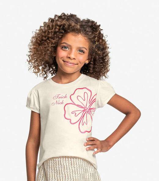 Image_Blusa Manga Curta Infantil Feminina Trick Nick Bege