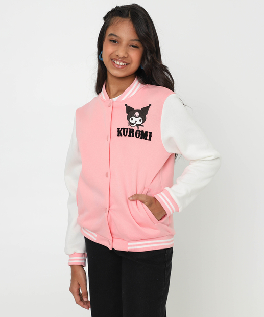 Image_Jaqueta Juvenil Moletom Bomber Kuromi Tam 10 a 16 Rosa