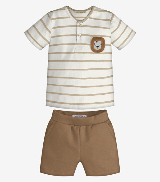 Image_Conjunto Infantil Camiseta Com Bermuda Trick Nick Bege