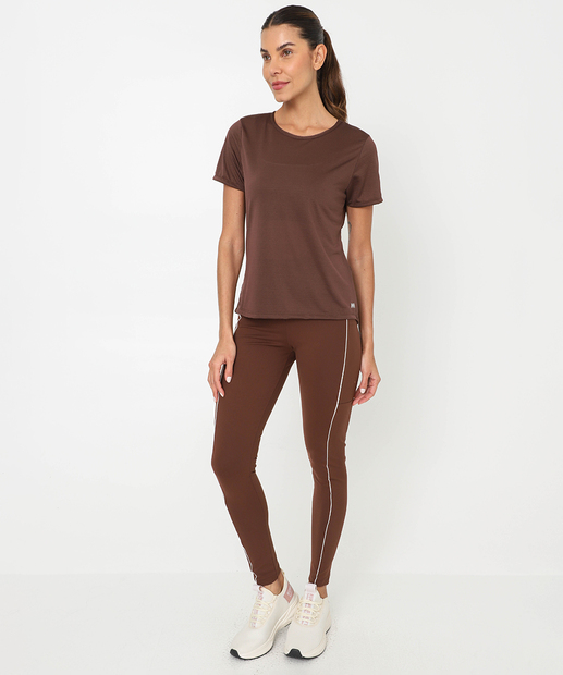 Blusa Feminina Fitness Básica Dry Fit Marisa Marrom