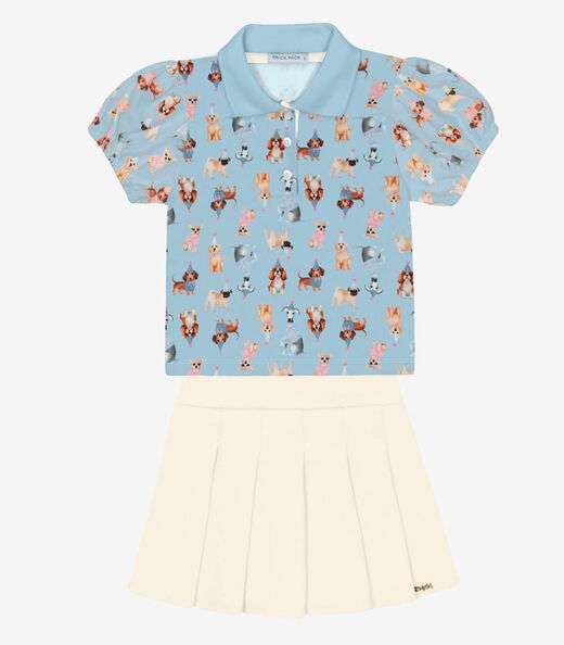 Image_Conjunto Menina Polo Com Shorts Saia Trick Nick Azul