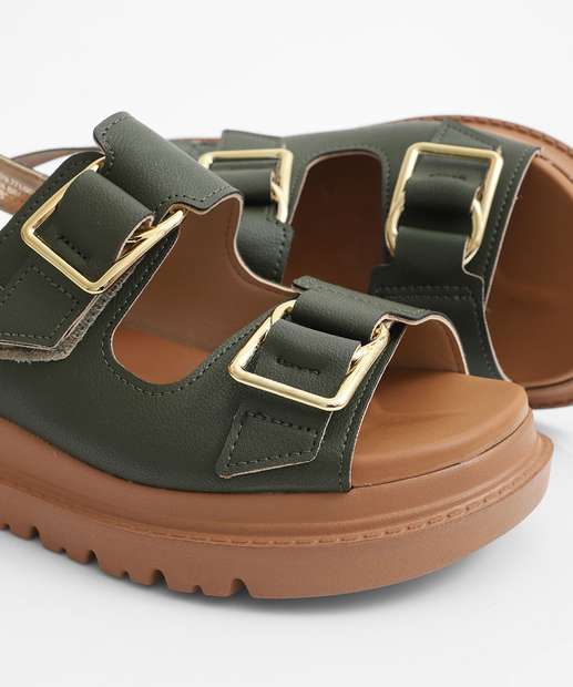 Sandália Flatform Feminina Fivela Modare Verde