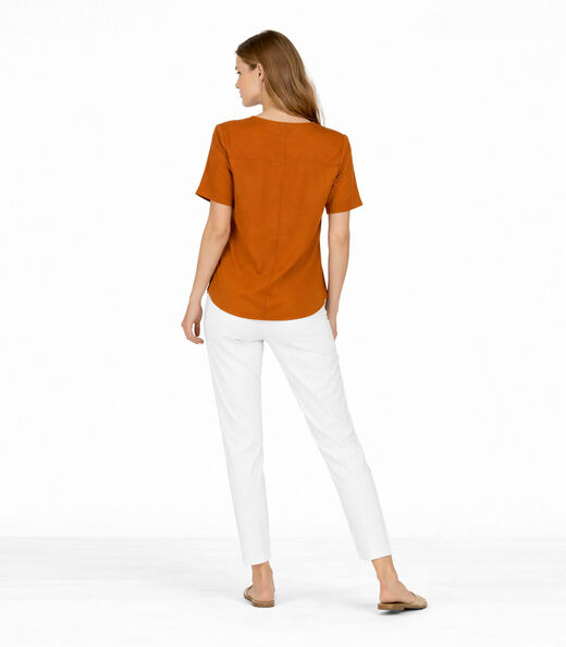Blusa Feminina Com Recortes Frontais Infinita Cor Marrom