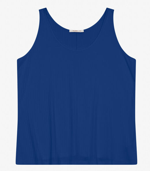 Regata Plus Size Em Ribana Canelada Secret Glam Azul
