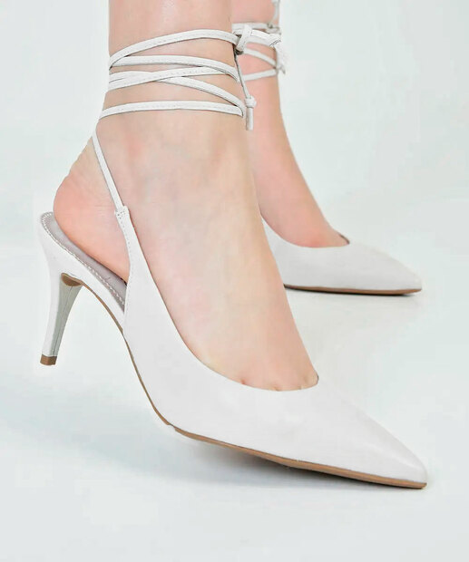 Scarpin Feminino Slingback Salto Fino Amarração Bottero