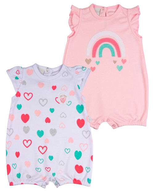 Image_Macacao Bebe Menina Suedine Curto Estampado e Liso Kit Macacão Suedine Verao Alg