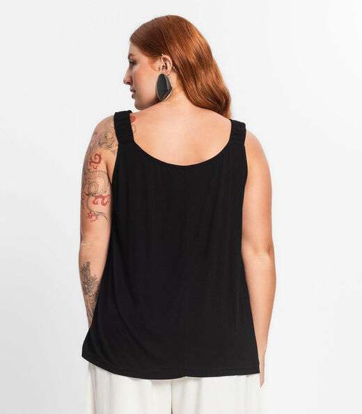 Blusa De Alça Feminina Plus Size Secret Glam Preto