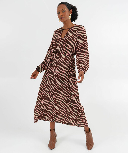 Image_Vestido Feminino Midi estampado Marisa Marrom