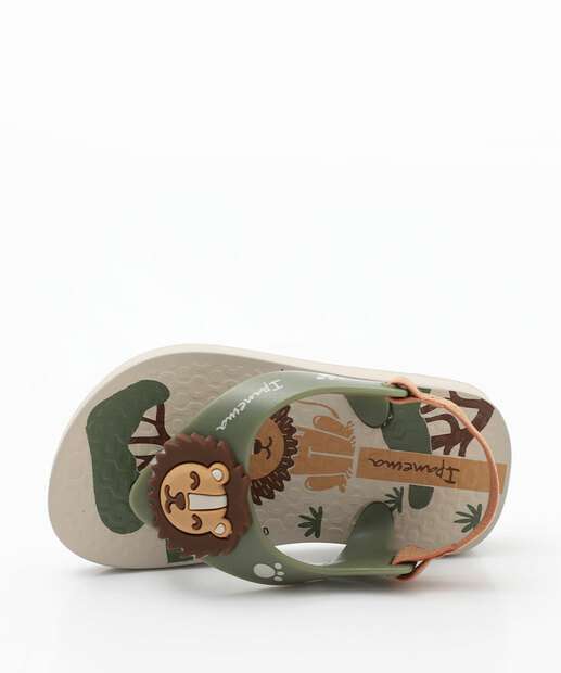 Chinelo Ipanema Infantil Bebê Leão Bege