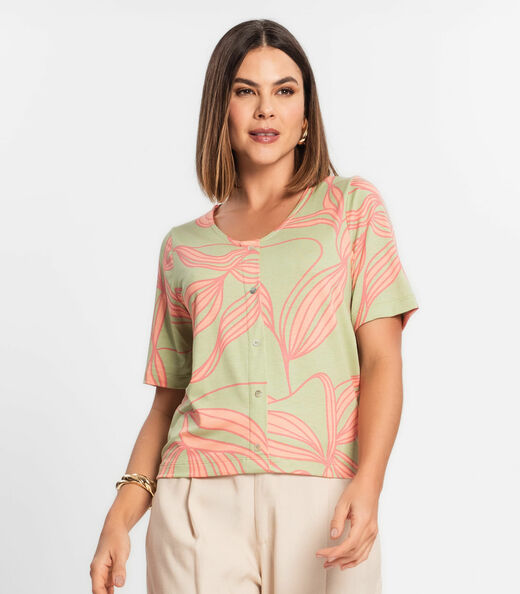 Camisa Feminina Manga Curta Rovitex Verde