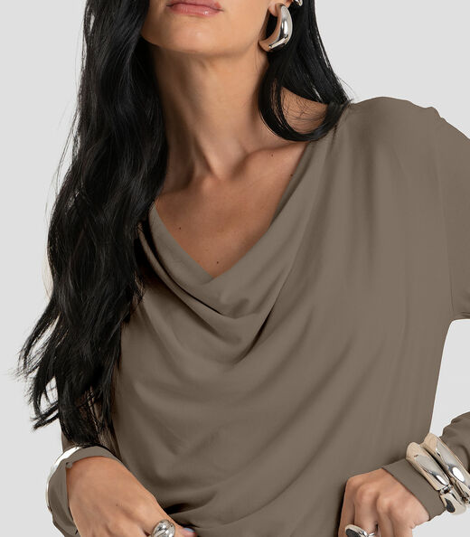 Blusa Feminina Degagê em Malha de Viscose Dianna Marrom