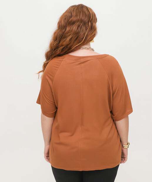 Blusa Plus Size Feminina Básica Manga Curta Marisa