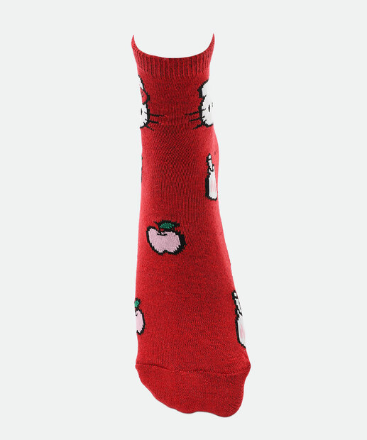 Kit 2 Meias Soquete Feminina Hello Kitty Vermelho
