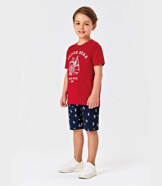 Conjunto Infantil Camiseta Com Bermuda Trick Nick Vermelho