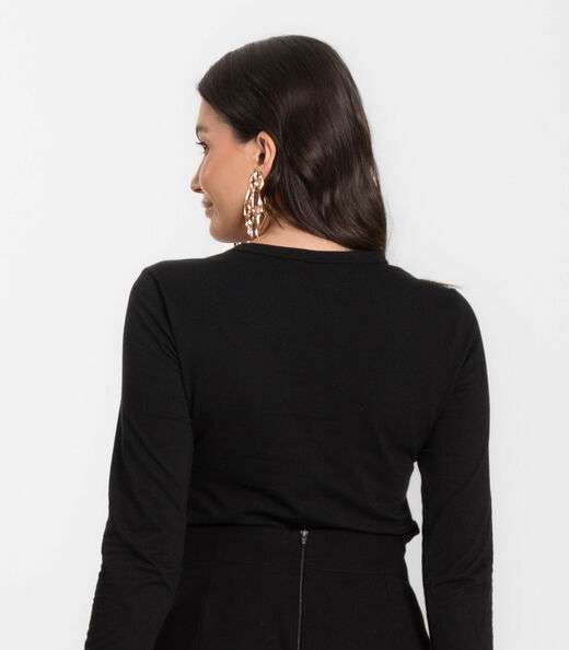 Blusa Manga Longa Básica Select Preto
