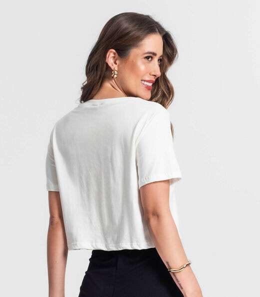 Camiseta Feminina Em Meia Malha Rovitex Bege