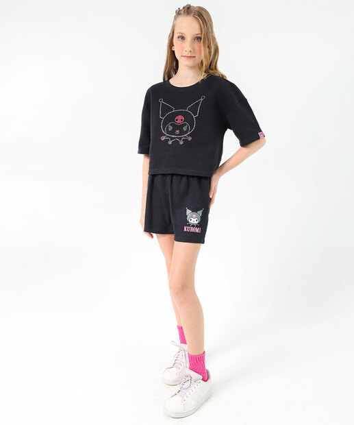 Image_Short Juvenil Moletinho Kuromi Tam 10 a 16 Preto