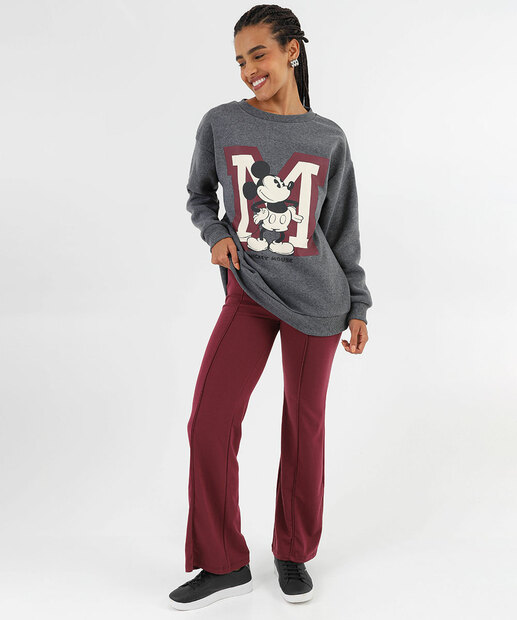 Blusão Feminino Moletom Flanelado Mickey Cinza