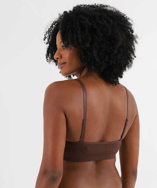 Sutiã Top Sem Costura Alongado Marisa Marrom