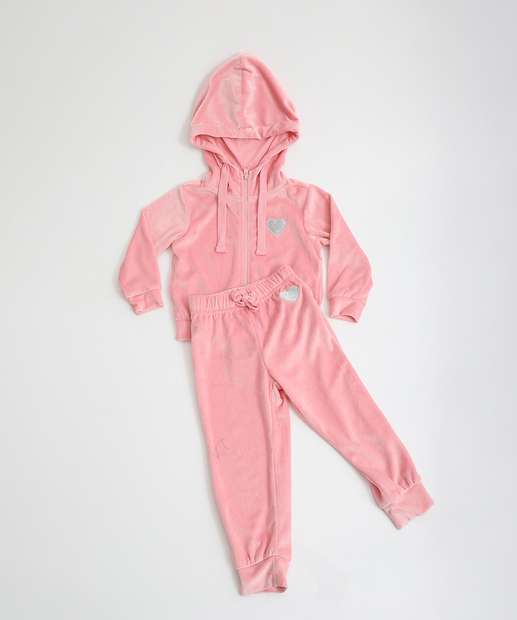 Image_Conjunto Infantil Plush Capuz Zíper Marisa Tam 1 a 3 Rosa