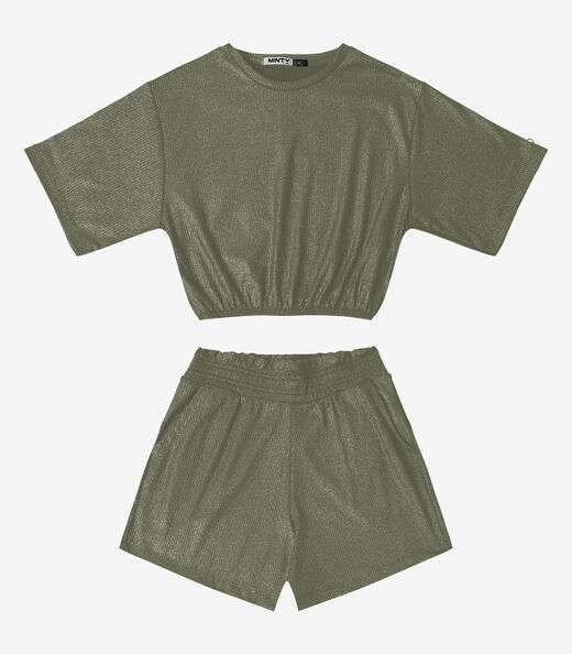 Conjunto Blusa Com Shorts Feminino Minty Verde