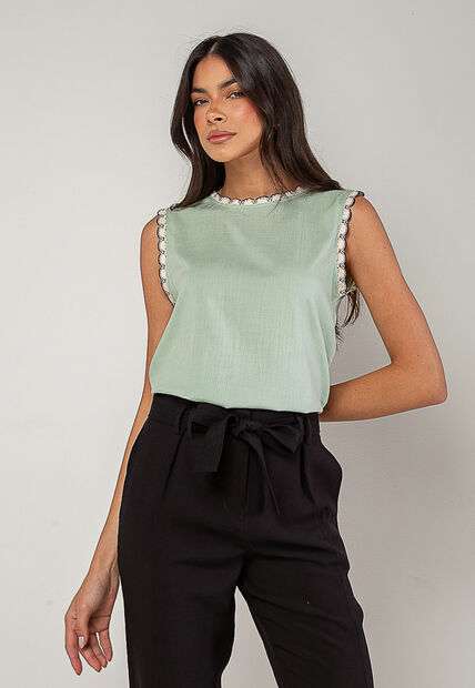 Image_Regata Alfaiataria Com Renda nas Cavas E Gola Verde Salvatore