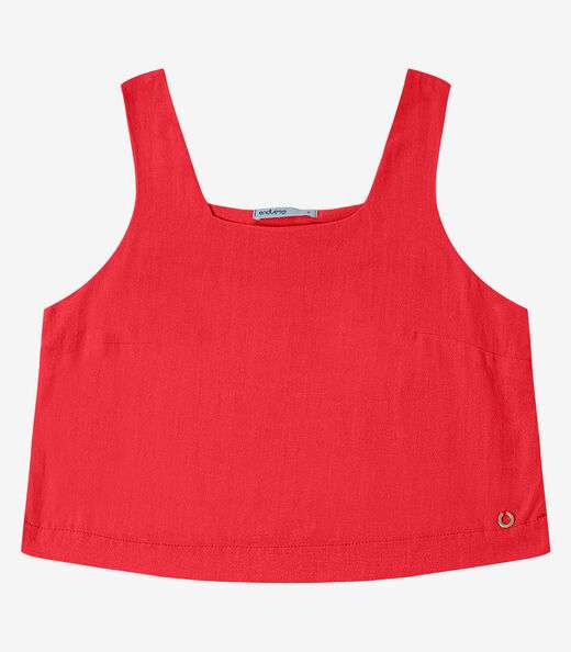 Regata Cropped Feminino Em Linho Endless Laranja