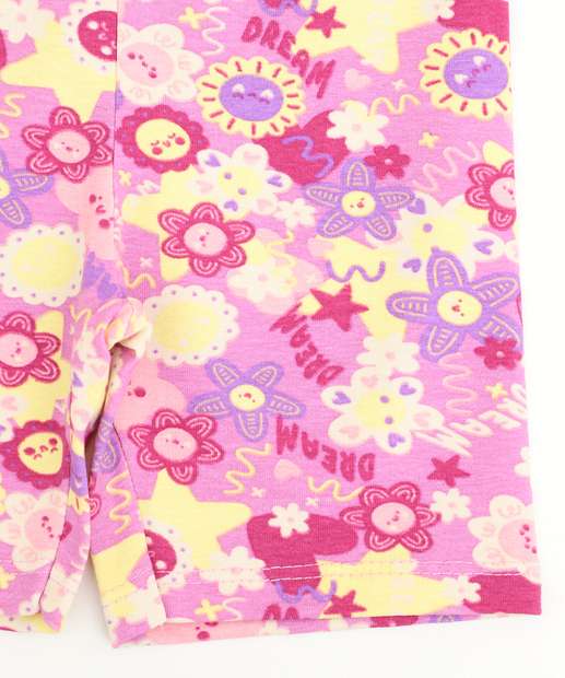 Bermuda Infantil Ciclista Cotton Estampa Flores Tam 1 a 3